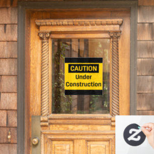 CAUTION Under Construction Square Window Cling
