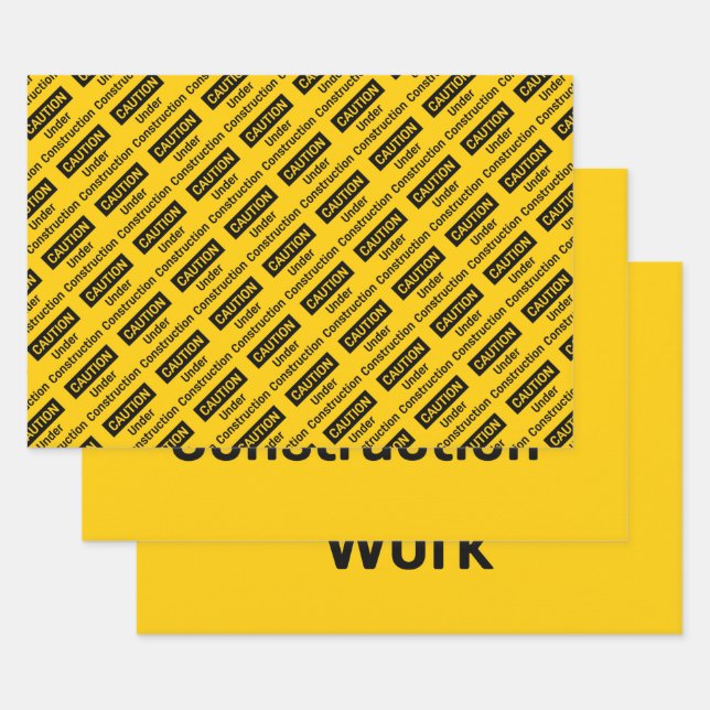 CAUTION Under Construction Wrapping Paper Sheet (Set)