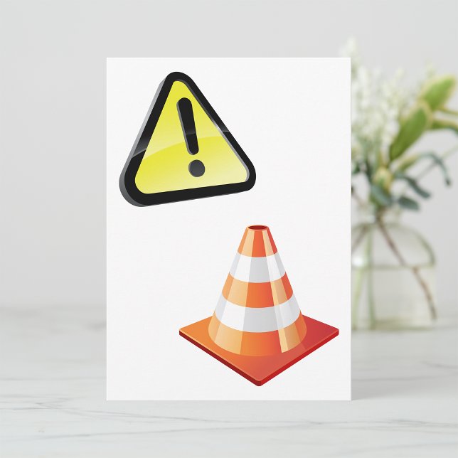 Caution Warning Sign with Traffic Cone Invitation (Creator Uploaded)