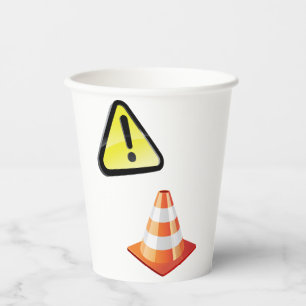 Caution Warning Sign with Traffic Cone Paper Cups