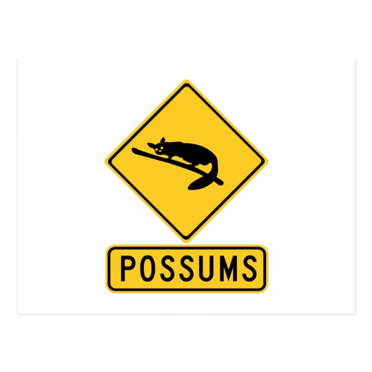 Caution With Possums 2, Traffic Warning Sign, AU Postcard