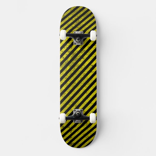 caution yellow black stripes under construction skateboard (Front)