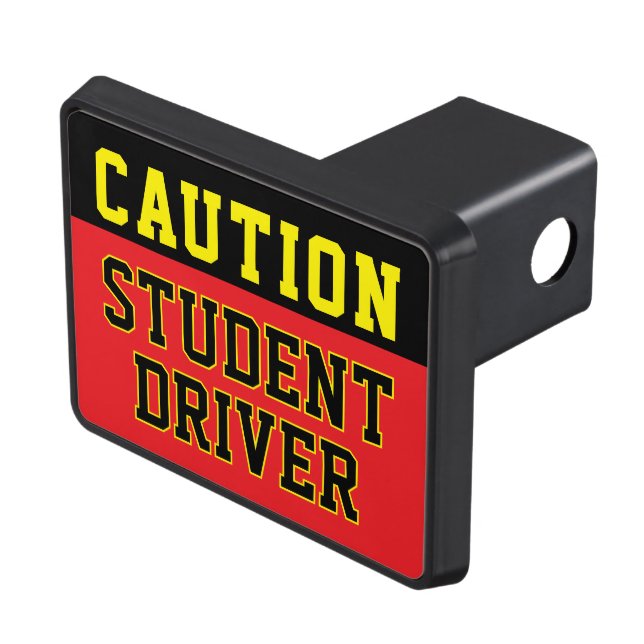 Caution Yellow Black Student Driver Trailer Hitch Cover (Top Right)