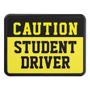 Caution Yellow Black Student Driver Trailer Hitch Cover