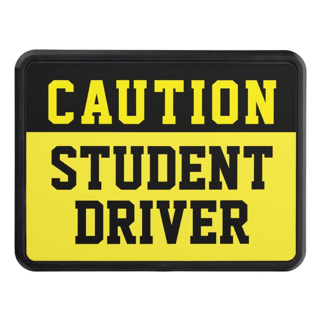 Caution Yellow Black Student Driver Trailer Hitch Cover (Front)