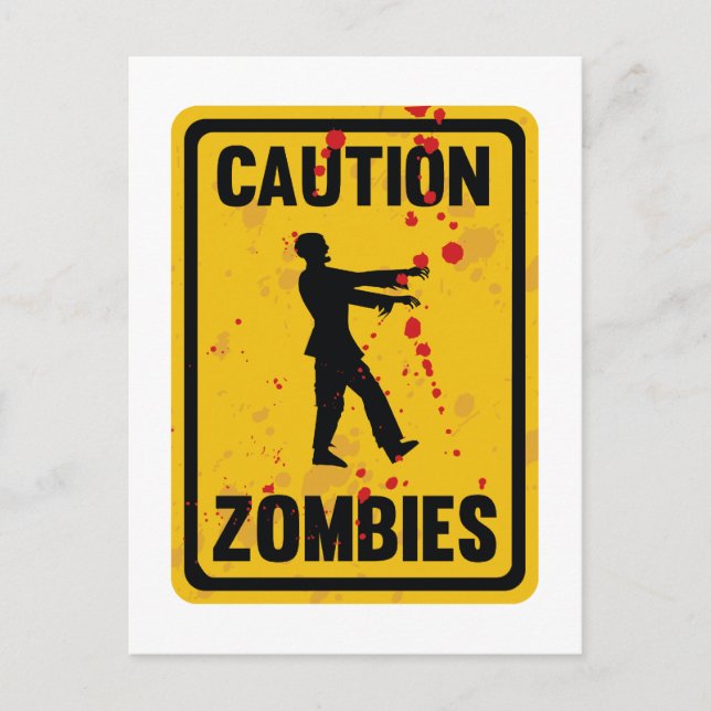 Caution Zombies Postcard (Front)