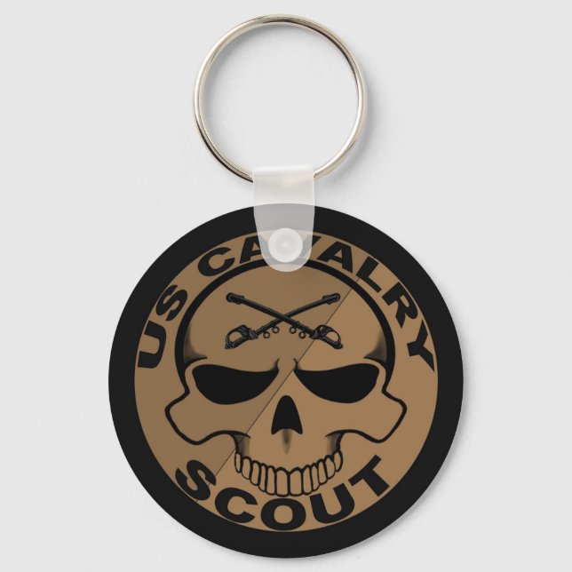 Cav Scout Skull Black and Gold Keychain (Front)