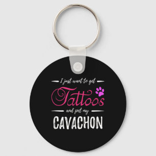 Cavachon Dog Lover Tattoo Funny Dog Mom Gift Idea  Keychain