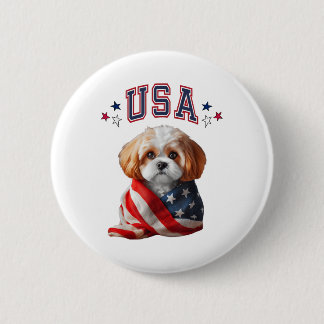 Cavachon Dog Usa America Patriotic Flag Memorial,4 2 Inch Round Button