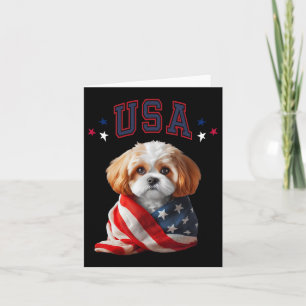 Cavachon Dog Usa America Patriotic Flag Memorial Card