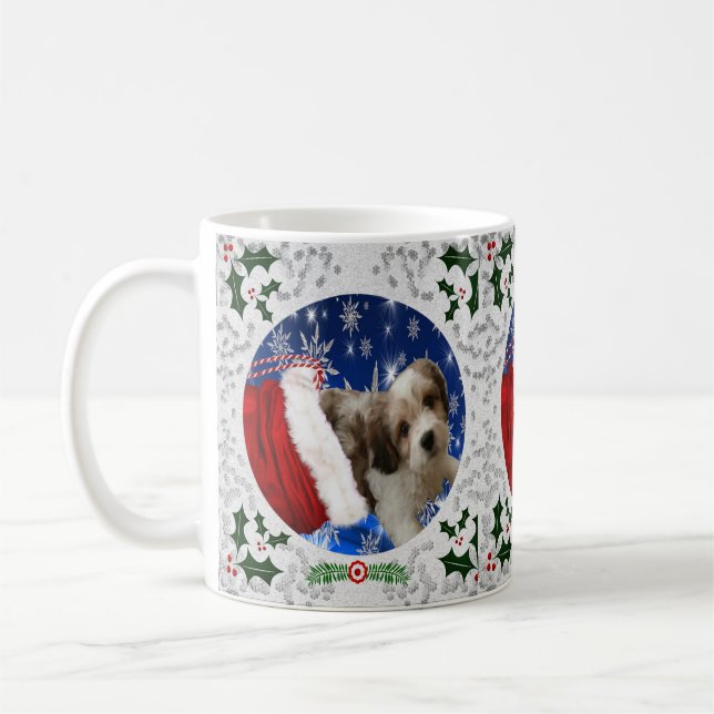 Cavachon Mug, Christmas Dog Coffee Mug (Left)
