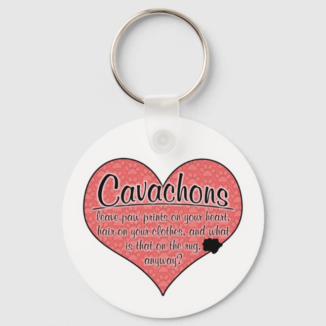Cavachon Paw Prints Dog Humour Keychain (Front)