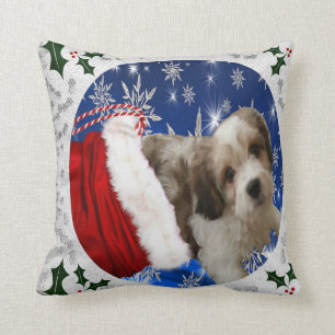 Cavachon Pillow, Christmas Dog Throw Pillow