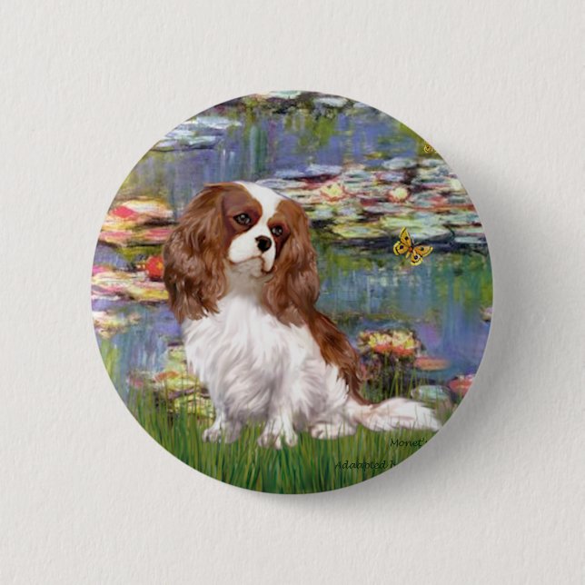 Cavalier 2 (bl) - Lilies 2 Inch Round Button (Front)