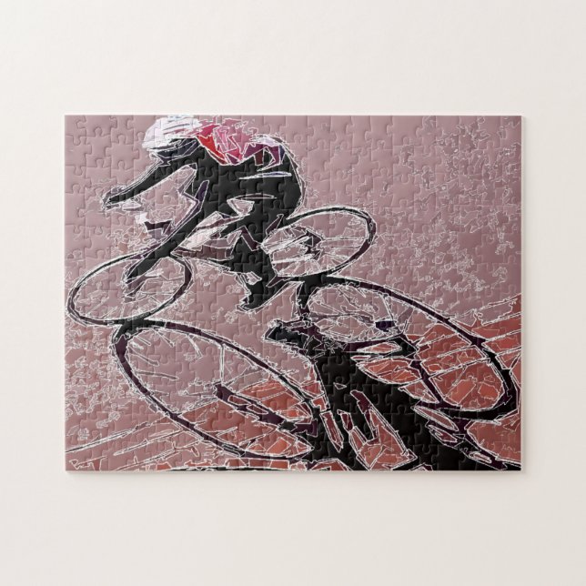 Cavalier de bicyclette et puzzle soustraits (Horizontal)