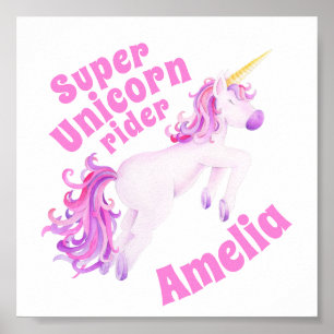 Cavalier de licorne super rose affiche d'art fanta