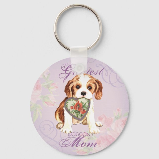 Cavalier Heart Mom Keychain (Front)