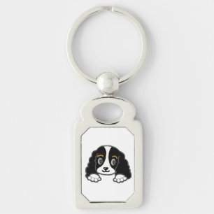 cavalier kcs peeking black and white keychain