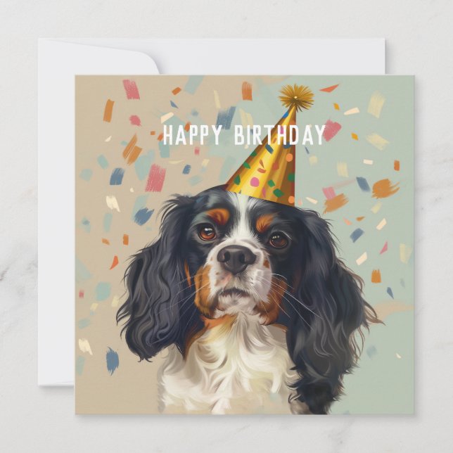 Cavalier King Charled Spaniel Birthday card (Front)