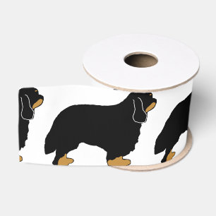 Cavalier King Charles black and tan silhouette Grosgrain Ribbon