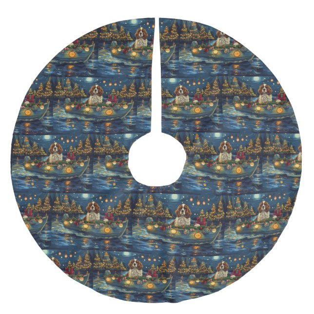 Cavalier King Charles Christmas Festive Voyage Brushed Polyester Tree Skirt (Front)