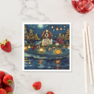 Cavalier King Charles Christmas Festive Voyage Napkin