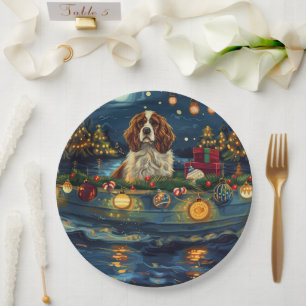 Cavalier King Charles Christmas Festive Voyage Paper Plate