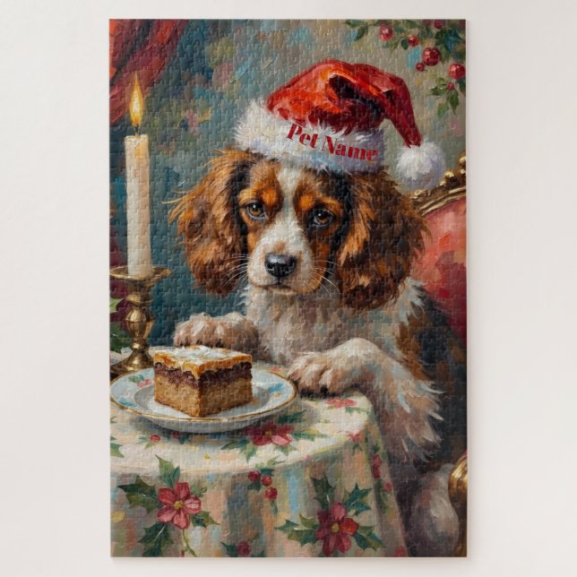 Cavalier King Charles Christmas Pudding Tea Party  Jigsaw Puzzle (Vertical)