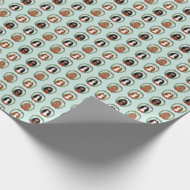 Cavalier King Charles christmas wreath Wrapping Paper (Corner)