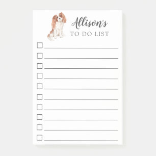Cavalier King Charles Dog Personalized To Do List Post-it Notes