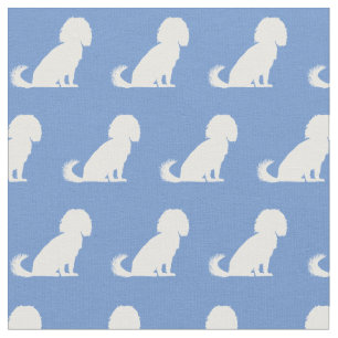 Cavalier King Charles Dog Silhouette Pet Blue Fabric