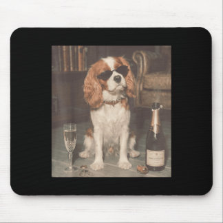 Cavalier King Charles Drinking Champagne Funny Mouse Pad