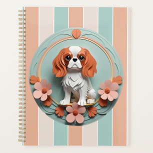Cavalier King Charles Fleurs Papier Coupe Art