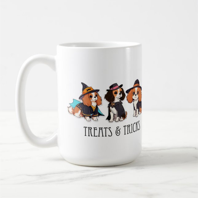 Cavalier King Charles halloween treats & tricks Coffee Mug (Left)