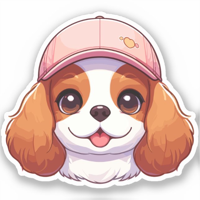 Cavalier king charles head with pink cap (Front)