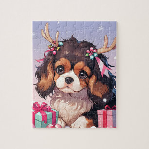 Cavalier King Charles Pastel Christmas presents Jigsaw Puzzle