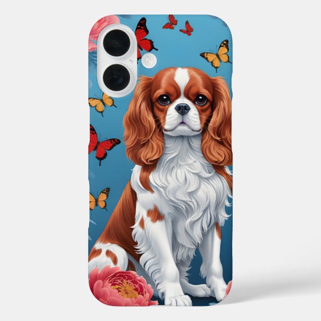 Cavalier King Charles Pastel Flowers & Butterflies Case-Mate iPhone Case (Back)