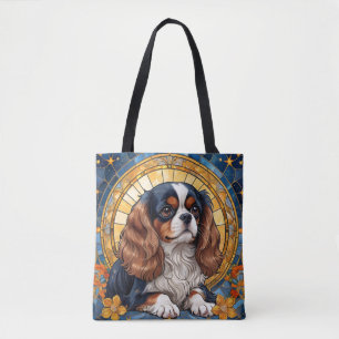 Cavalier King Charles Pastel Golden Stained Glass  Tote Bag