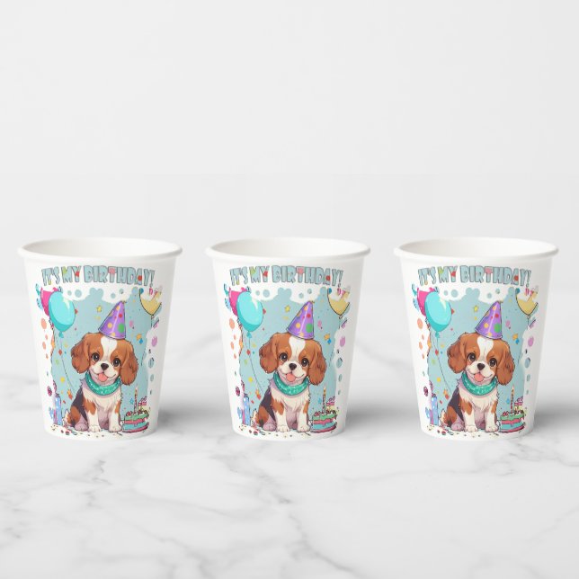 Cavalier King Charles Pastel It's my Birthday Paper Cups (Multi)