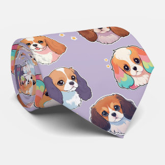 Cavalier King Charles Pastel Pattern Tie