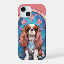 Cavalier King Charles Pastel Pink Stained Glass