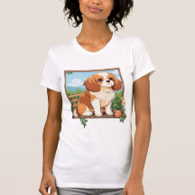 Cavalier King Charles Pastel with flowers