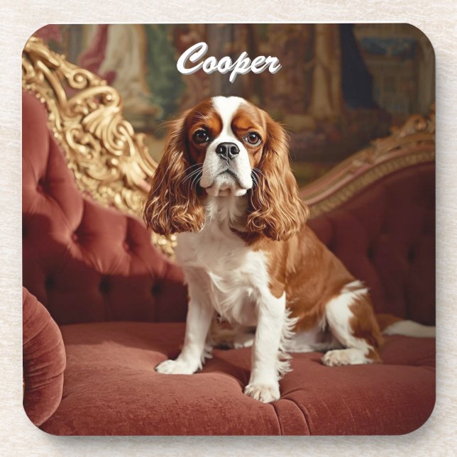 Cavalier King Charles Personalized Coaster Set (Front)