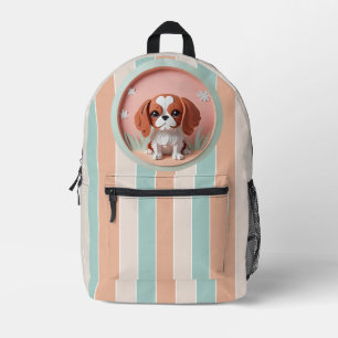 Cavalier King Charles Pink Pastel Paper Cutting  Printed Backpack
