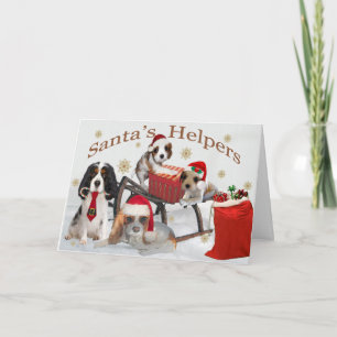 Cavalier King Charles Santa's Helpers Holiday Card