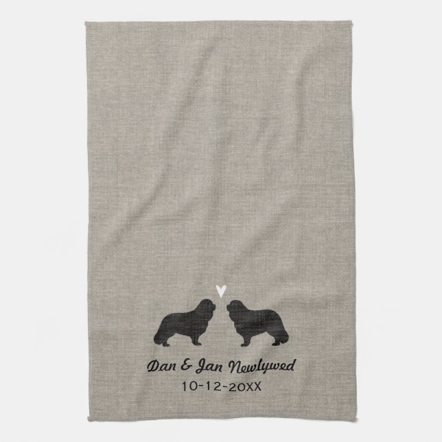 Cavalier King Charles Silhouettes with Heart Kitchen Towel (Vertical)
