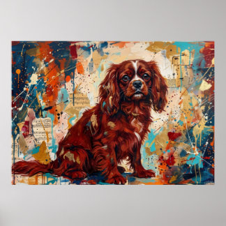 Cavalier King Charles Spaniel Abstract Art Poster 