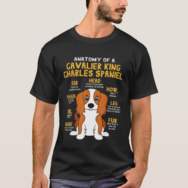 Cavalier King Charles Spaniel Anatomy Funny Dog Mo T-Shirt (Front)
