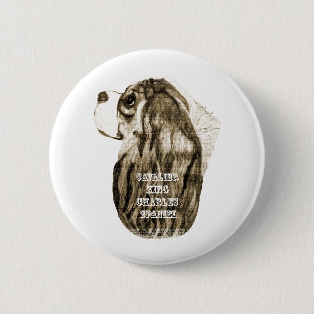 Cavalier King Charles Spaniel Antique Profile 2 Inch Round Button (Front)