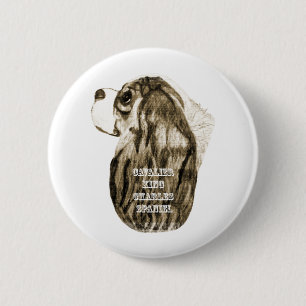 Cavalier King Charles Spaniel Antique Profile 2 Inch Round Button
